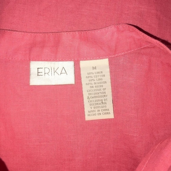 Erika salmon colored button front linen blouse medium - Picture 4 of 6